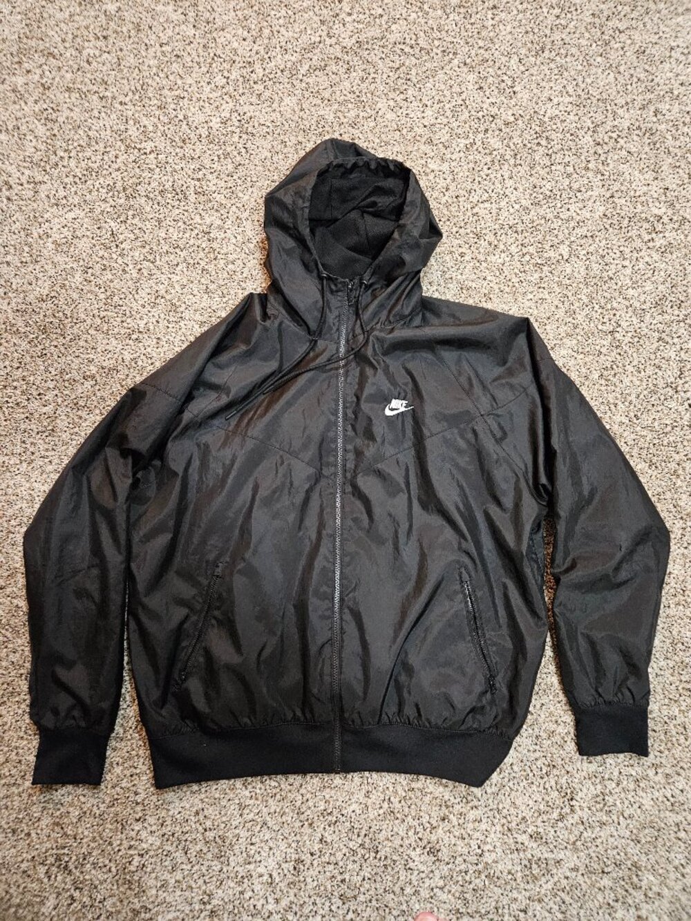 Nike Windrunner Jacket Sportswear Hooded, Black Mens Large